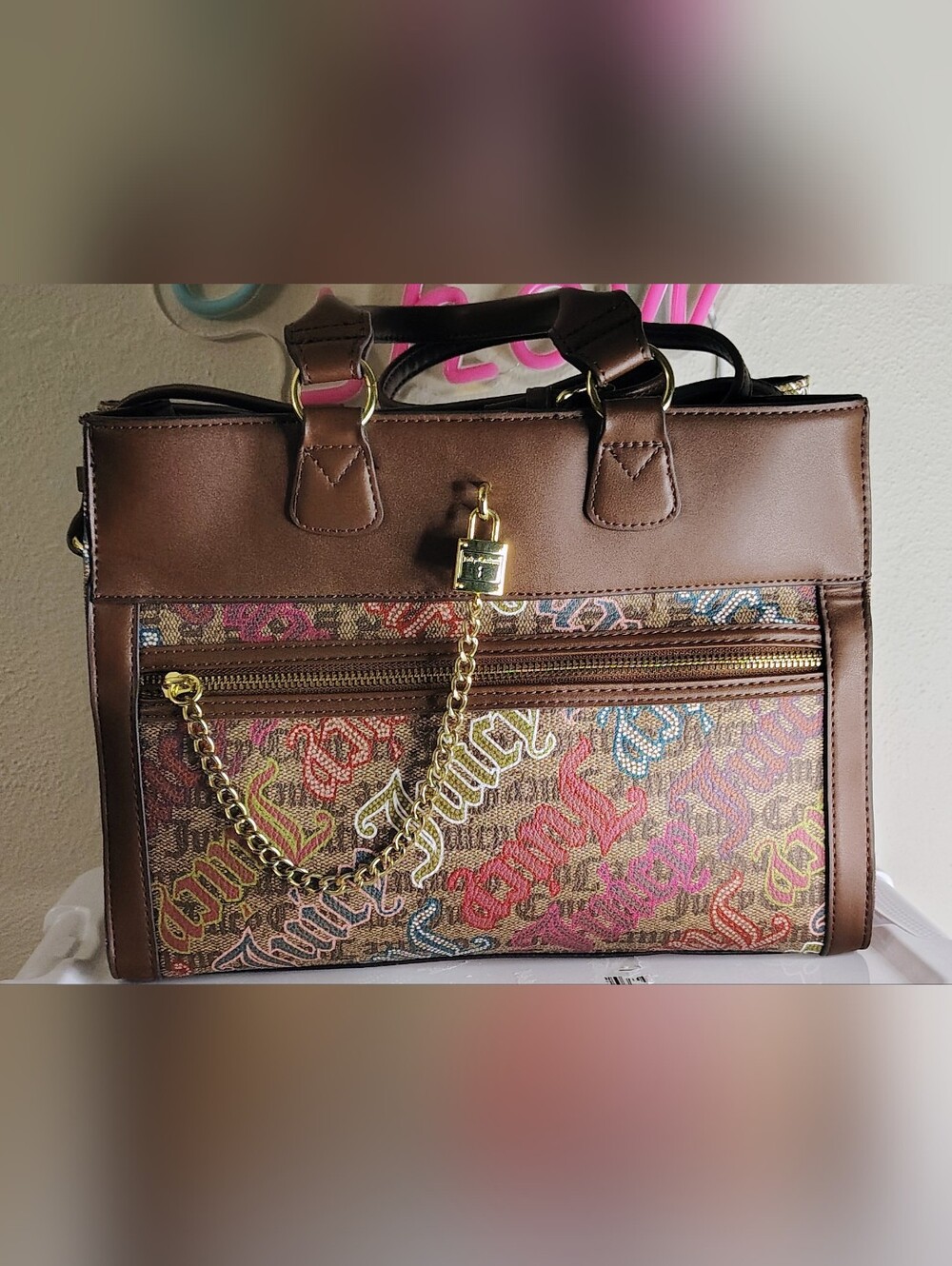 Juicy Couture Brown Signature Chain Satchel